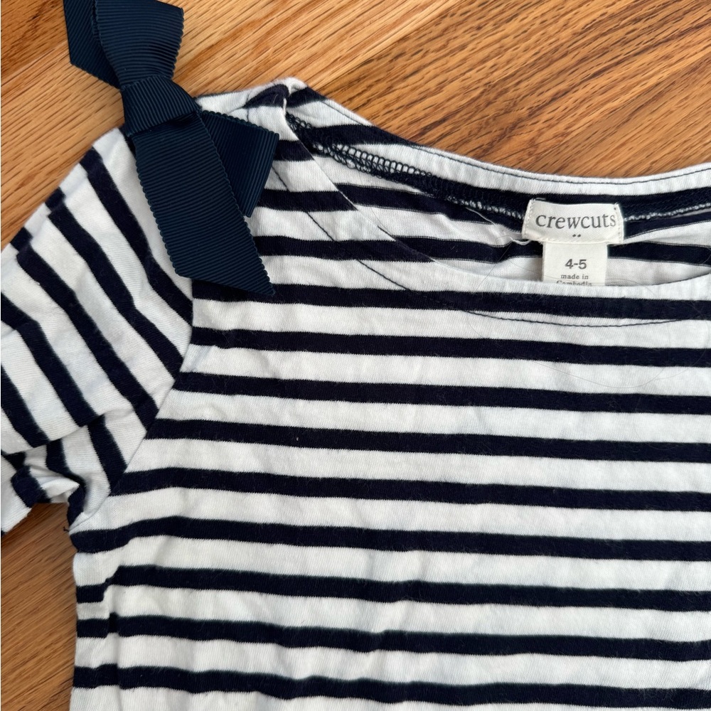 Crewcuts 4-5 girls Striped long sleeve Tee white Navy stripe XS 4T 5t nautical